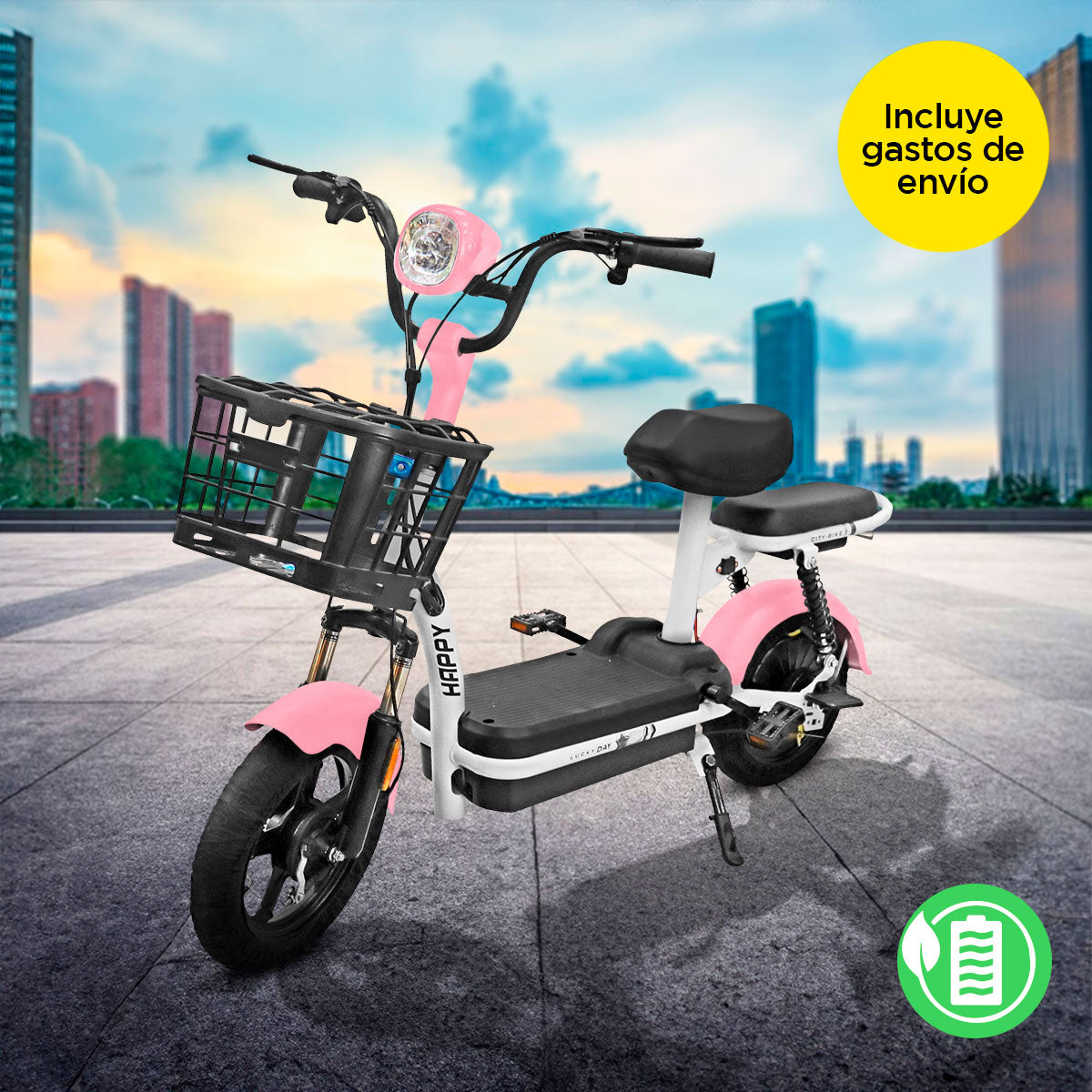 Bicicleta Eléctrica Kiwo GYE003, color Rosa