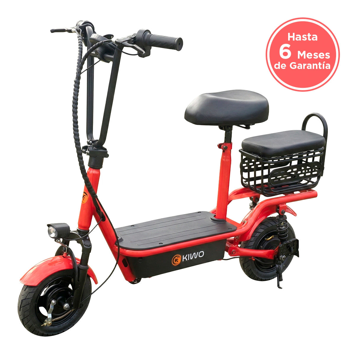Scooter Eléctrico para Adultos con Asiento, Color Rojo