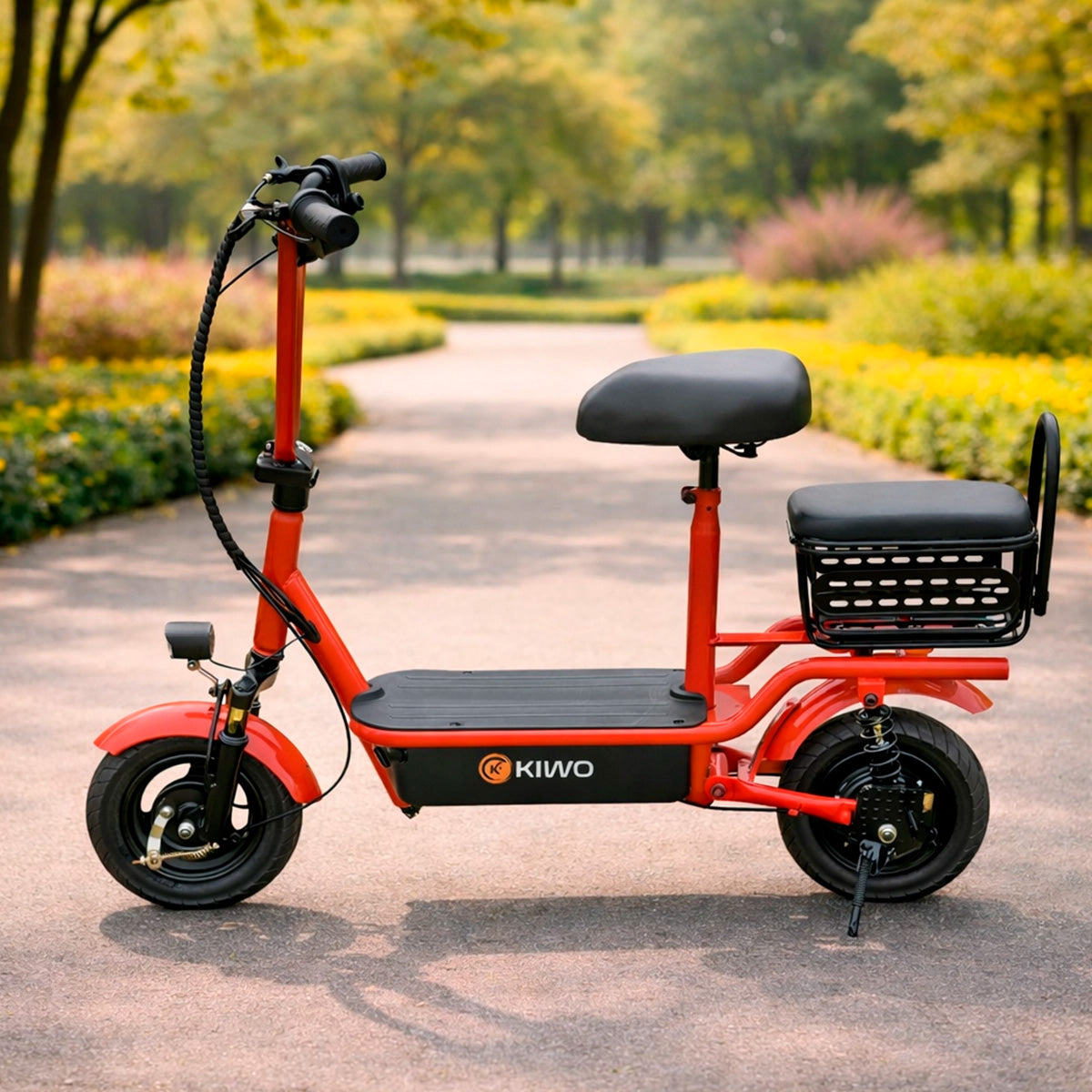 Scooter Eléctrico para Adultos con Asiento, Color Rojo