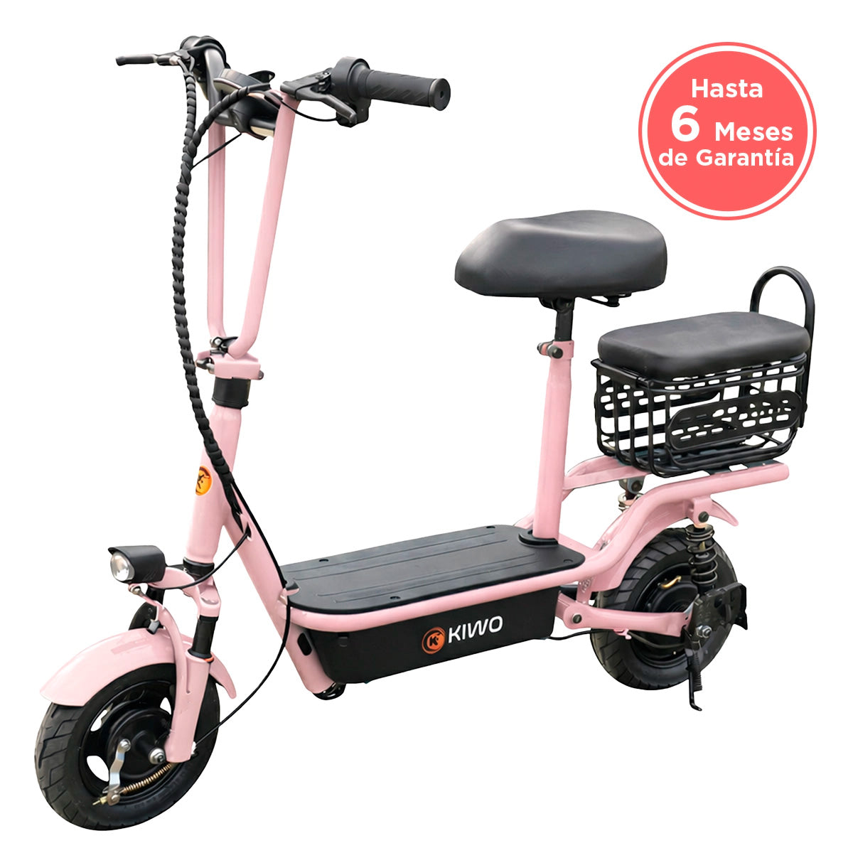 Scooter Eléctrico para Adultos con Asiento, Color Rosa