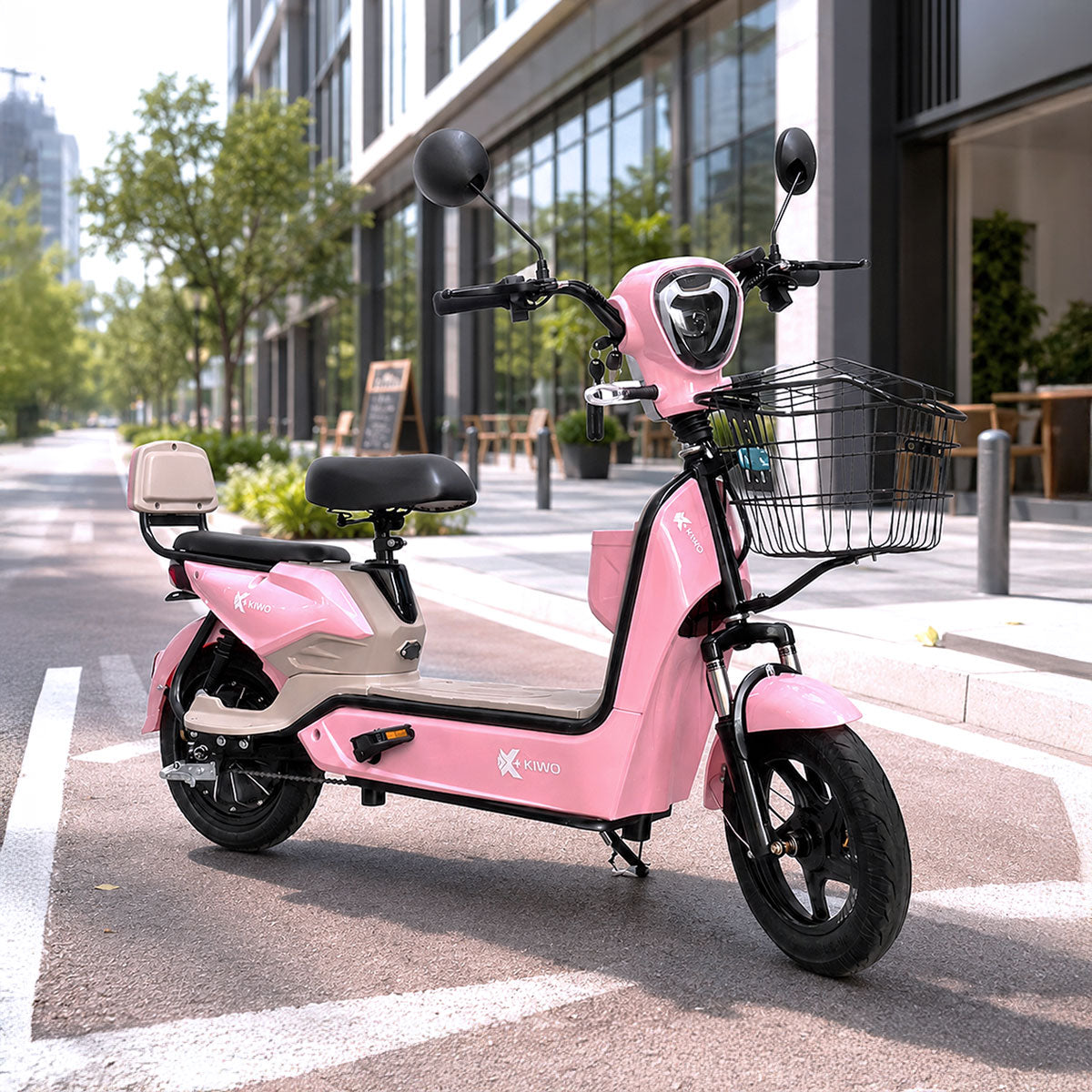 Bicicleta Eléctrica, Hikari, Color Rosa/Beige