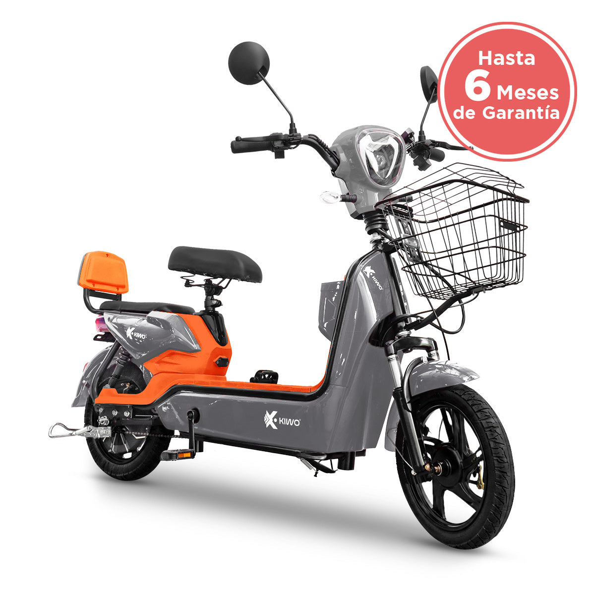 Bicicleta Eléctrica, Hikari, Color Gris/Naranja