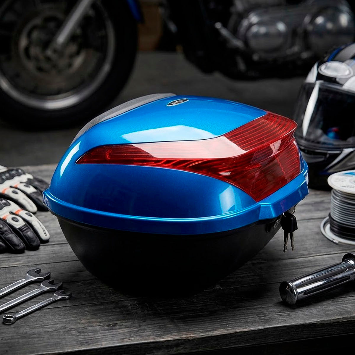 Cajuela / Maletero para Moto, Color Azul