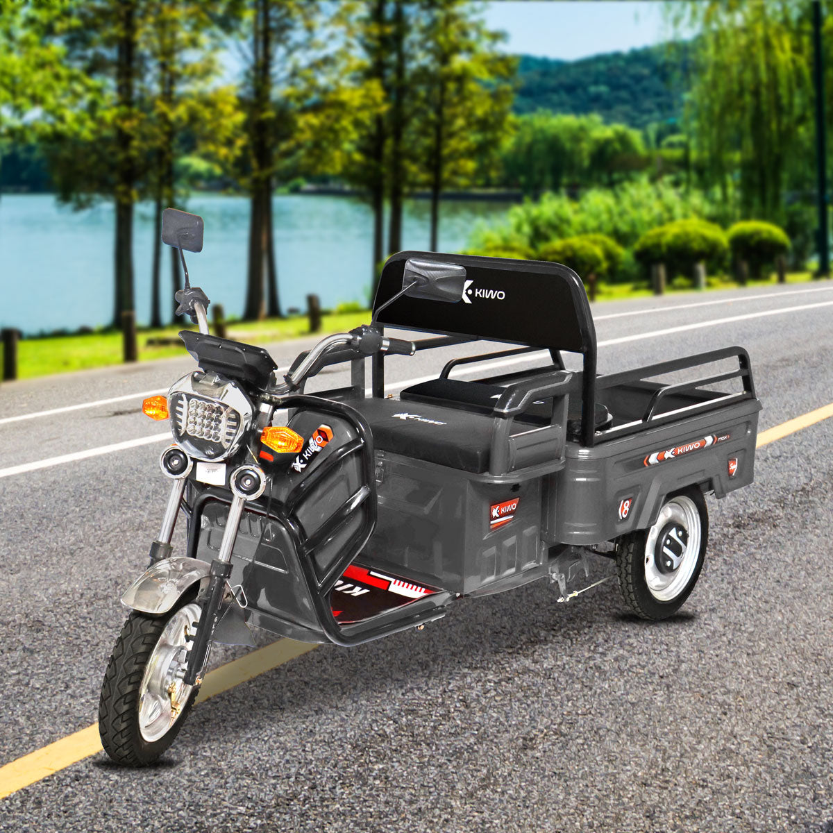 Triciclo de Carga Eléctrico marca Kiwo Color Gris