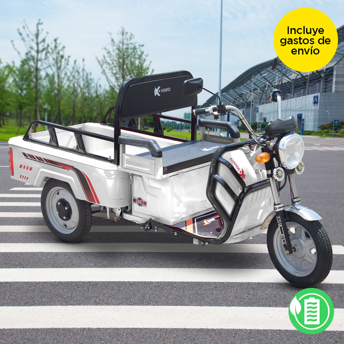Triciclo de Carga Eléctrico, Kiwo color Blanco