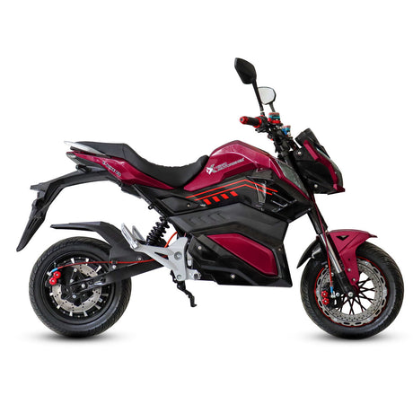 Motocicleta Eléctrica E-Bike ZR color vino con Negro, Marca Kiwo