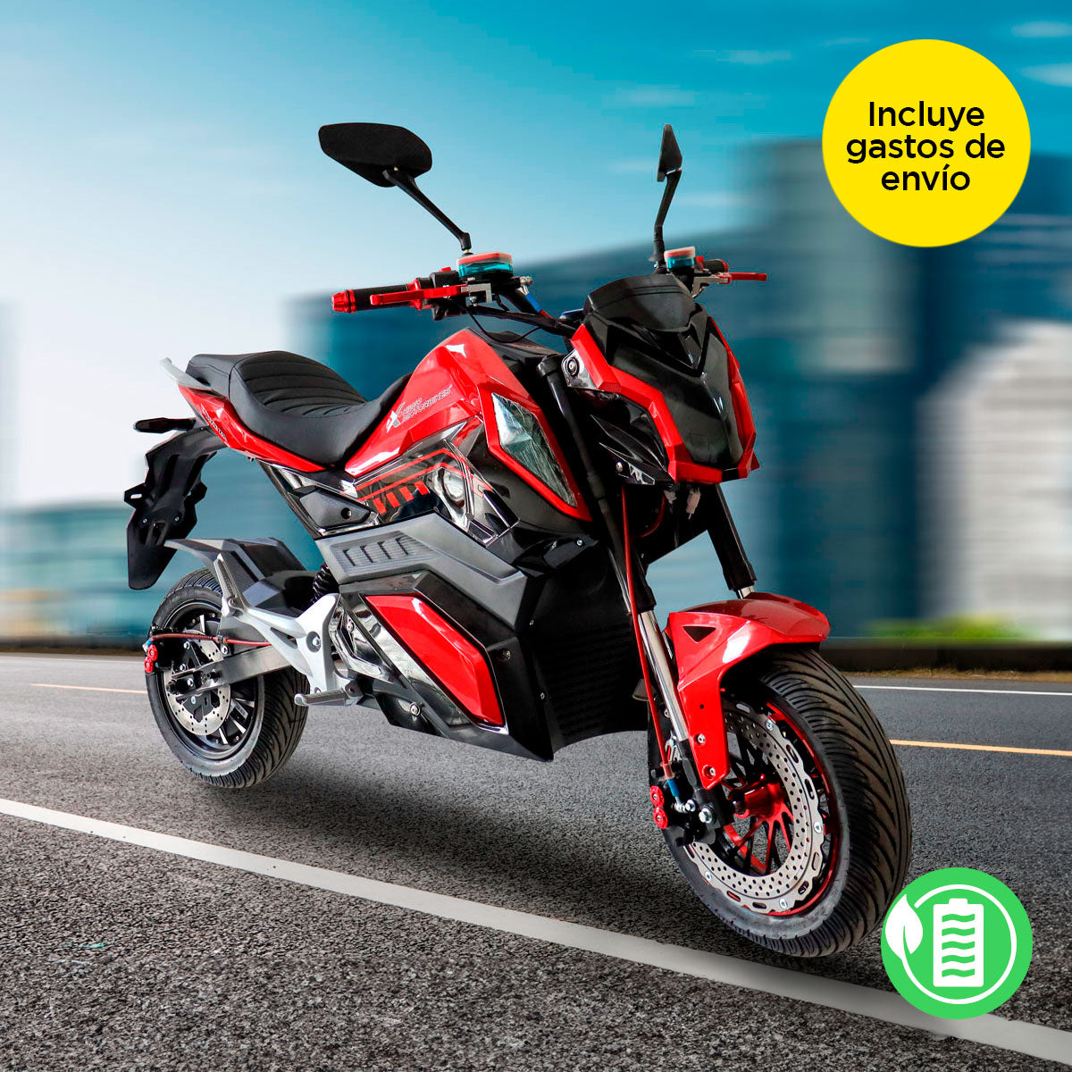 Motocicleta Eléctrica E-Bike ZR color Negro con Rojo