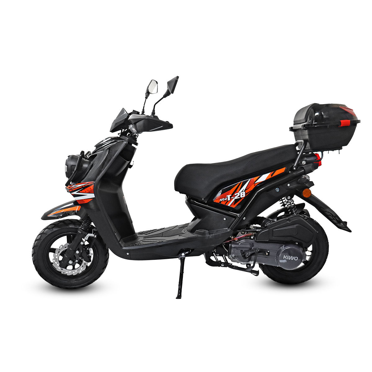 Moto shops negro con naranja