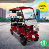 Kiwo, Vehículo Eléctrico con Techo, Modelo BTY001, Color Rojo