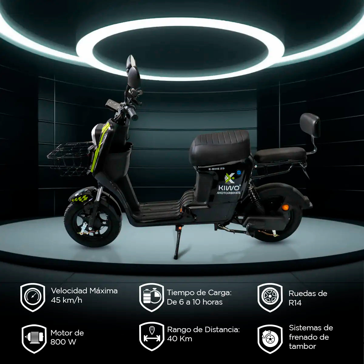 Bicicleta Eléctrica Kiwo Z9, color Verde