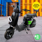 Bicicleta Eléctrica Kiwo Z01, color Negro con Verde
