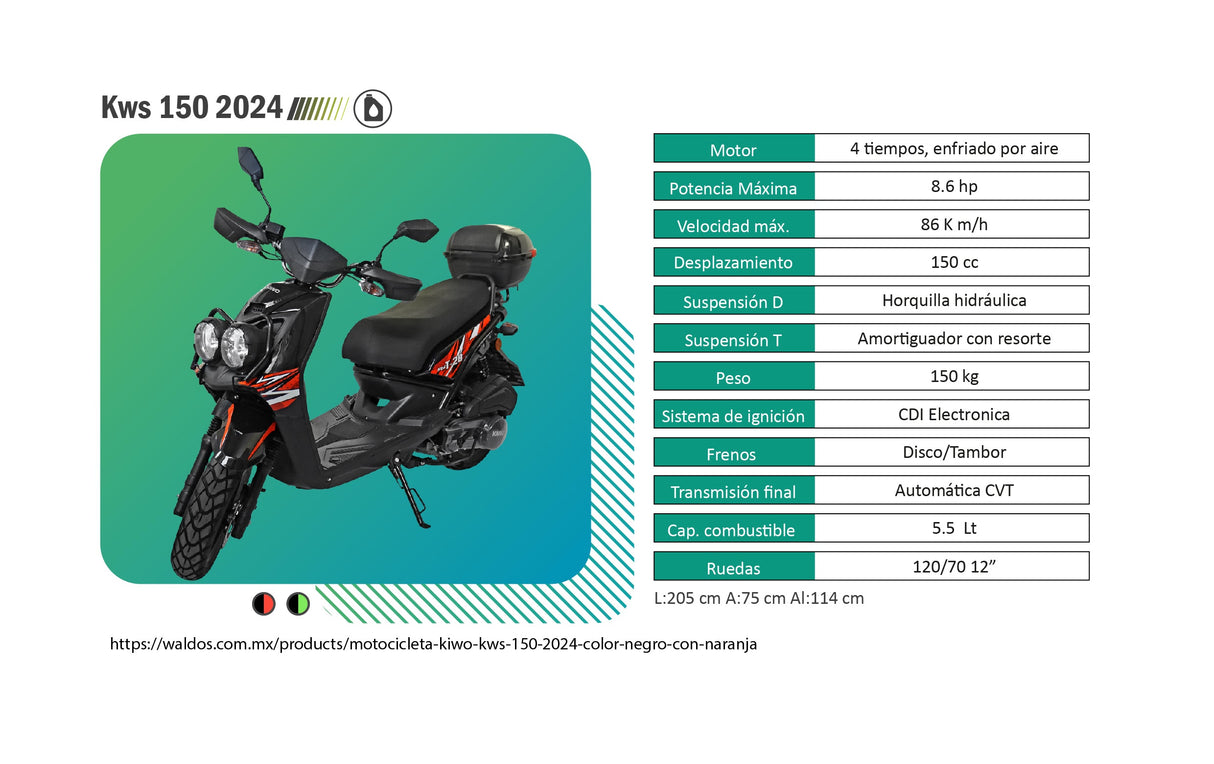 Motocicleta Kiwo KWS 150 2025, Color Amarillo