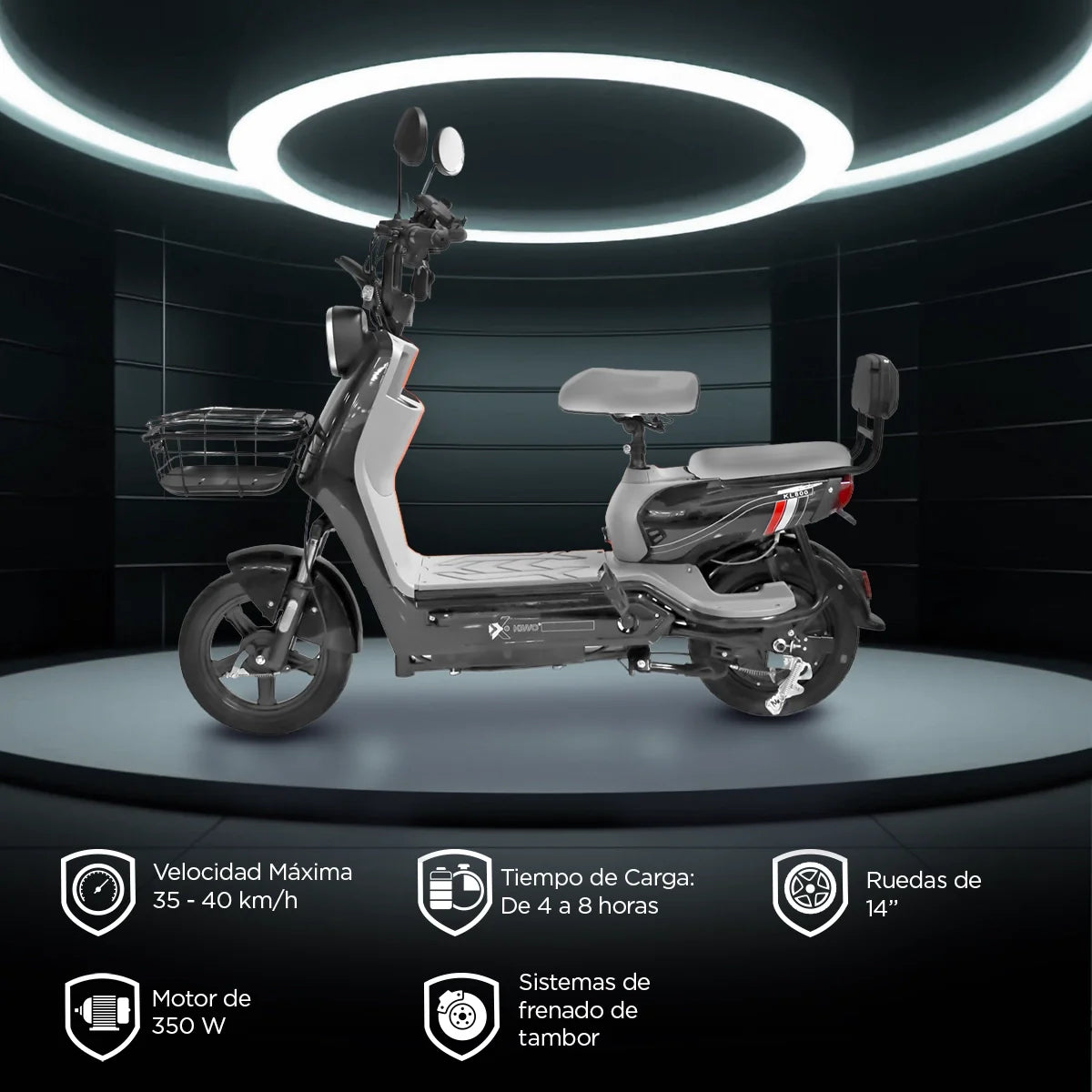 Bicicleta Eléctrica Negro con Gris Kiwo KL 800