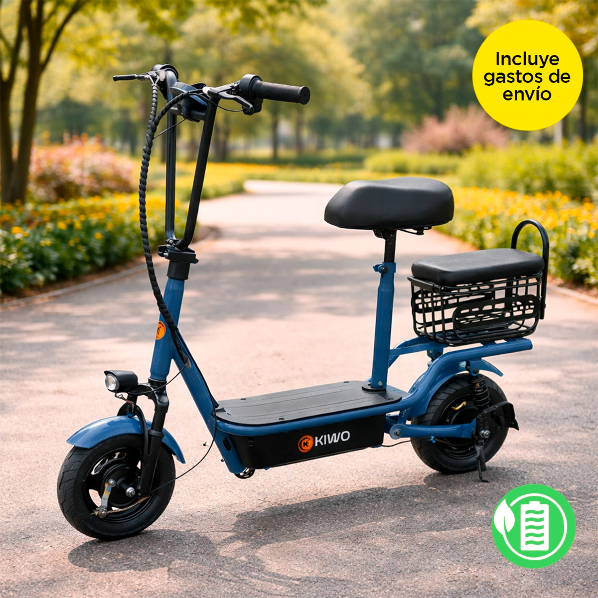 Scooter Eléctrico para Adultos con Asiento, Color Azul