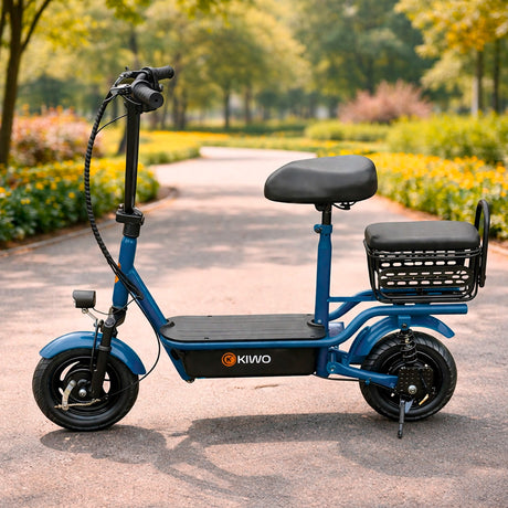 Scooter Eléctrico para Adultos con Asiento, Color Azul