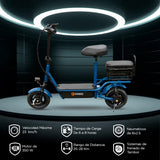Scooter Eléctrico para Adultos con Asiento, Color Azul