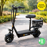 Scooter Eléctrico para Adultos con Asiento, Color Negro