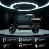 Scooter Eléctrico para Adultos con Asiento, Color Negro
