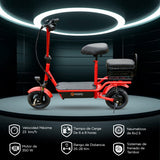 Scooter Eléctrico para Adultos con Asiento, Color Rojo