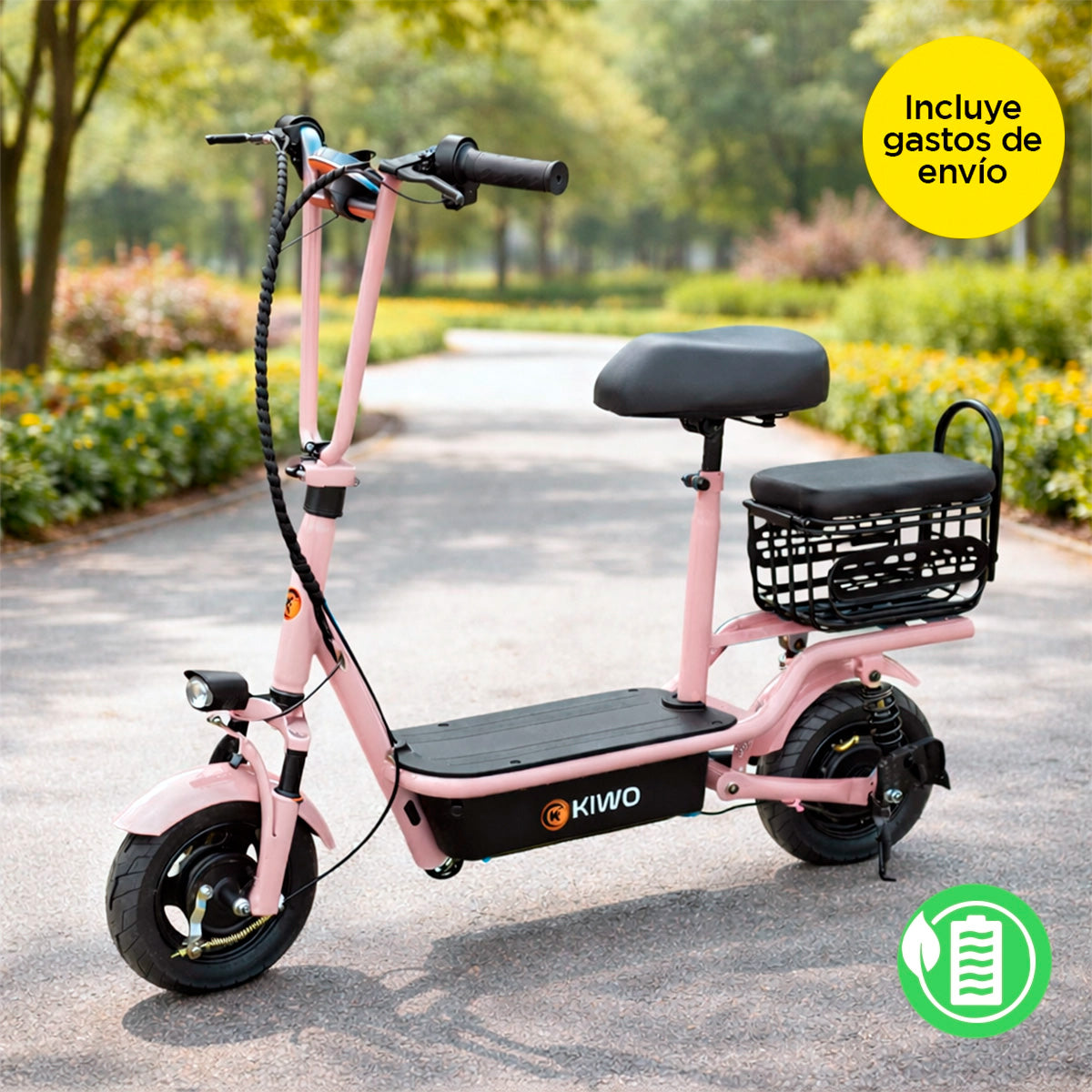 Scooter Eléctrico para Adultos con Asiento, Color Rosa