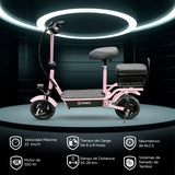 Scooter Eléctrico para Adultos con Asiento, Color Rosa