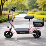 Scooter Eléctrico para Adultos con Asiento, Color Rosa