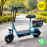 Scooter Eléctrico para Adultos con Asiento, Color Azul Claro