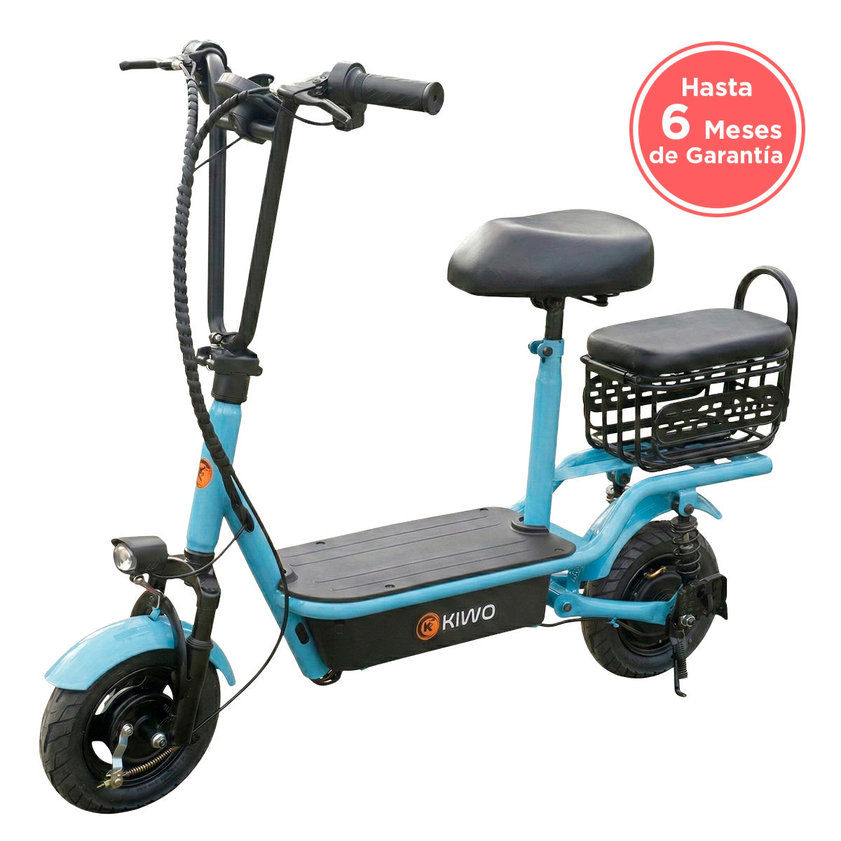 Scooter Eléctrico para Adultos con Asiento, Color Azul Claro