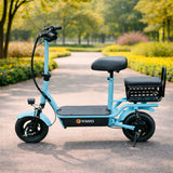 Scooter Eléctrico para Adultos con Asiento, Color Azul Claro