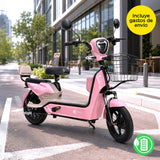 Bicicleta Eléctrica, Hikari, Color Rosa/Beige