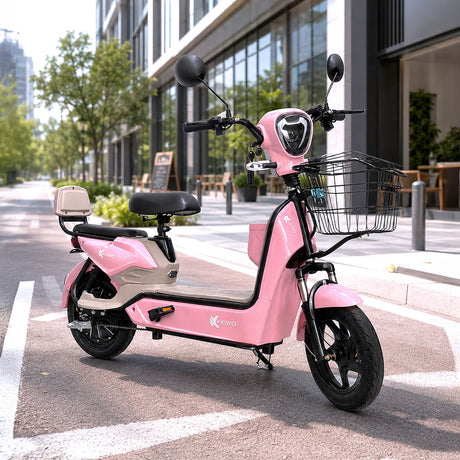 Bicicleta Eléctrica, Hikari, Color Rosa/Beige