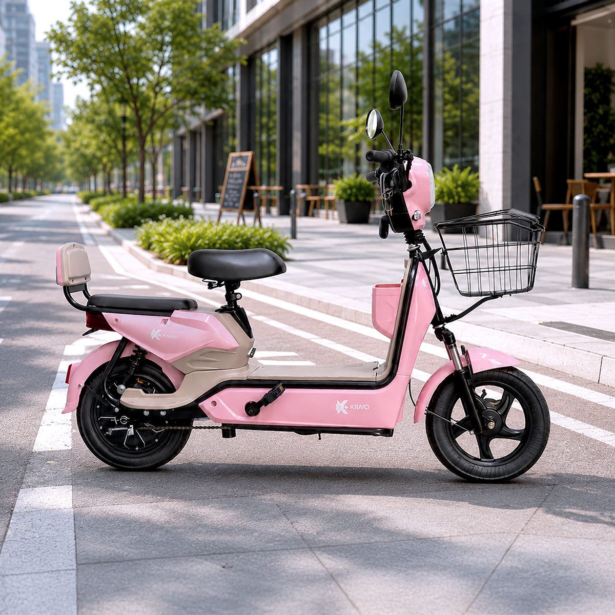 Bicicleta Eléctrica, Hikari, Color Rosa/Beige
