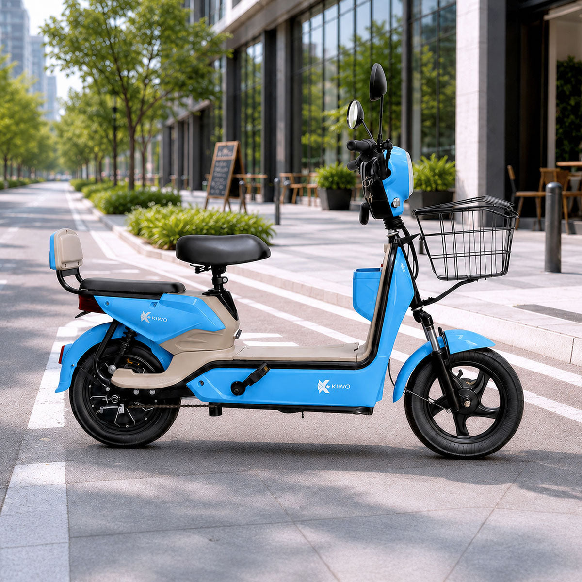Bicicleta Eléctrica, Hikari, Color Azul/Beige