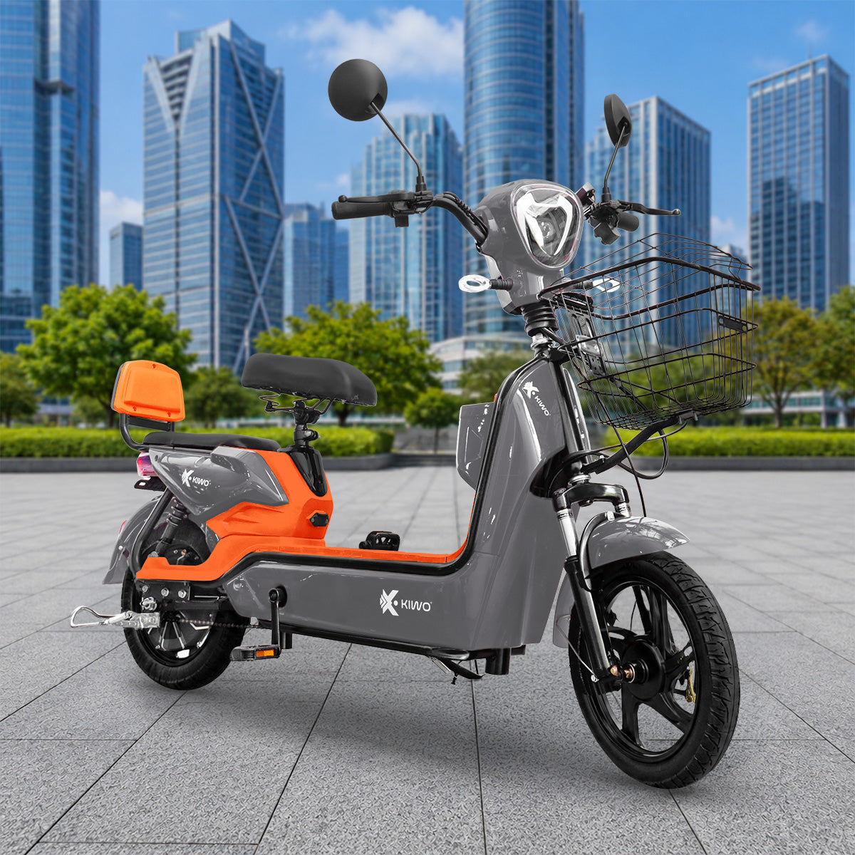 Bicicleta Eléctrica, Hikari, Color Gris/Naranja