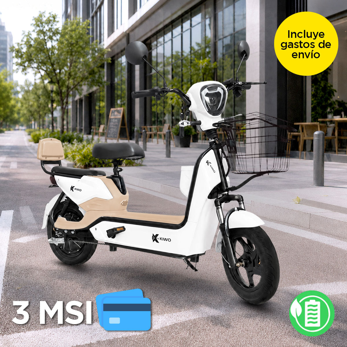 Bicicleta Eléctrica, Hikari, Color Blanco