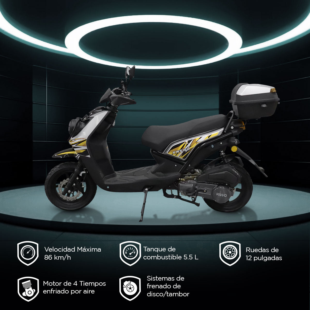 Motocicleta Kiwo KWS 150 2025, color Gris con Amarillo